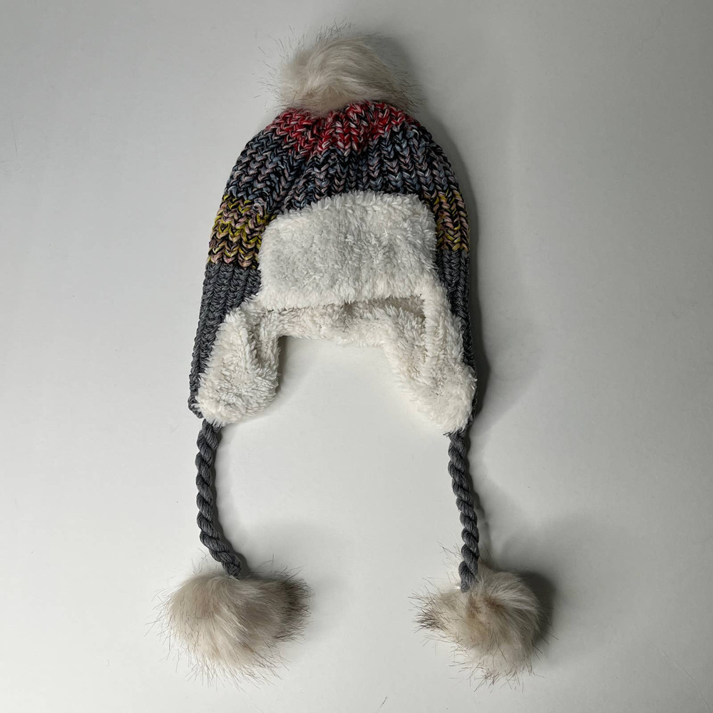 Winter Hat Pom Pom Ear Flaps Kids Large New